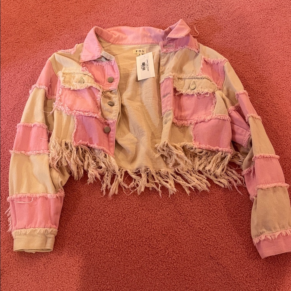 Pink and Tan Fringe Jacket